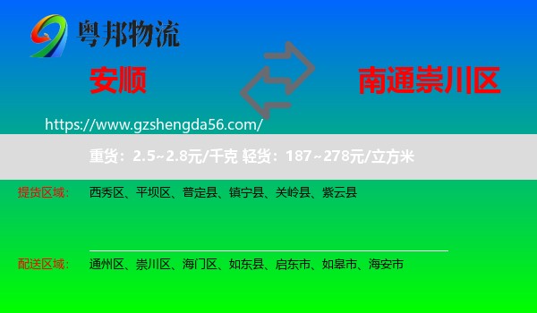 安顺到崇川区物流专线