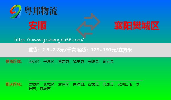 安顺到樊城区物流专线