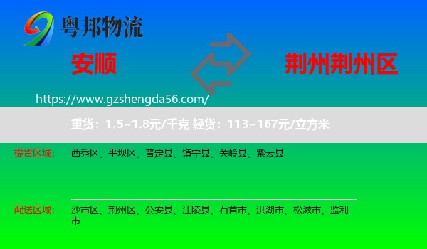 安顺到荆州区物流专线