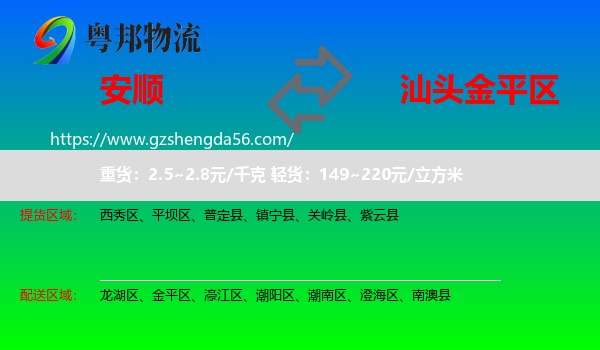 安顺到金平区物流专线