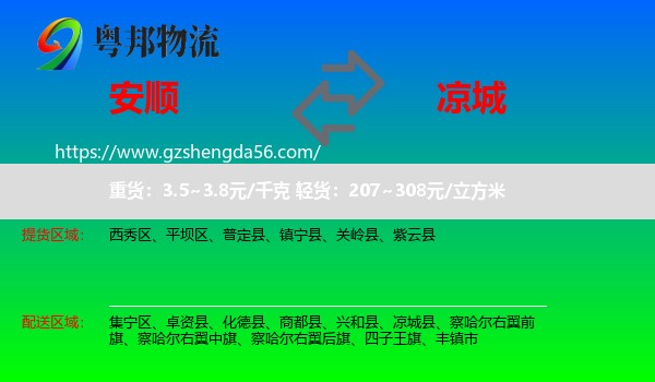 安顺到凉城县物流专线