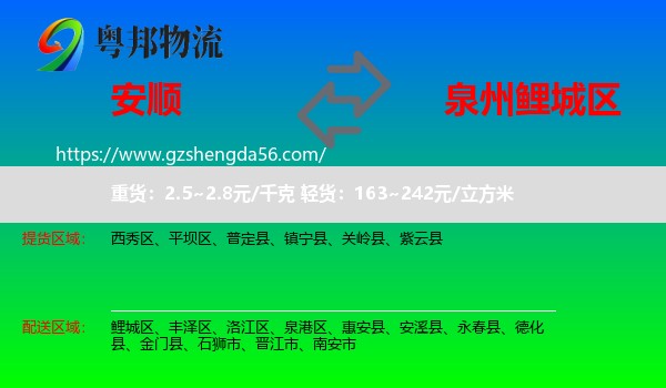 安顺到鲤城区物流专线