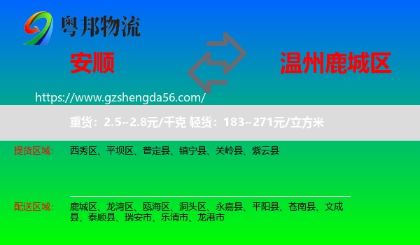 安顺到鹿城区物流专线