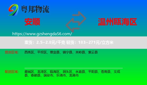 安顺到瓯海区物流专线