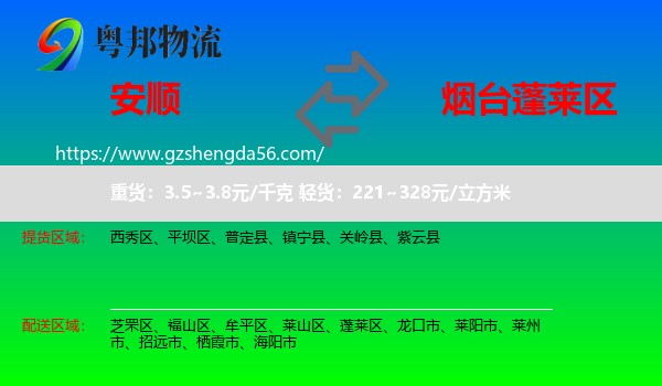 安顺到蓬莱区物流专线