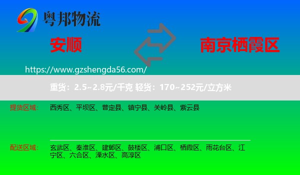 安顺到栖霞区物流专线