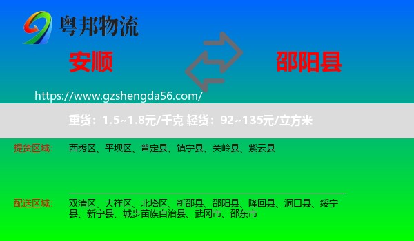 安顺到邵阳县物流专线