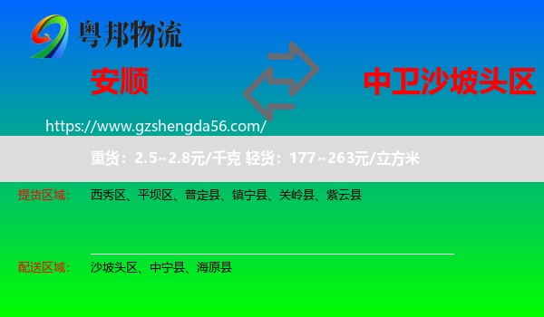 安顺到沙坡头区物流专线