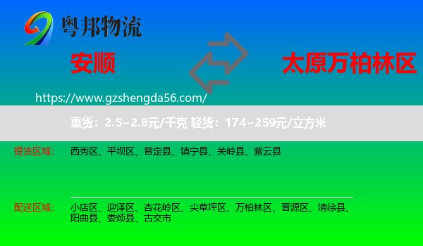 安顺到万柏林区物流专线