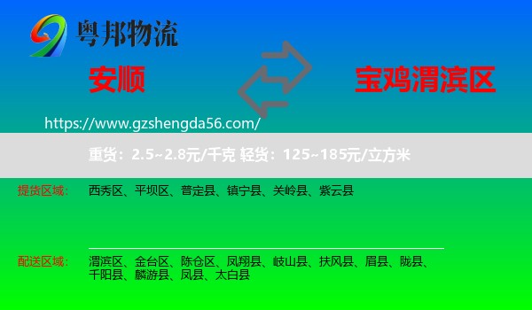 安顺到渭滨区物流专线