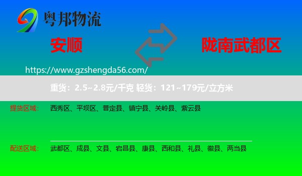 安顺到武都区物流专线