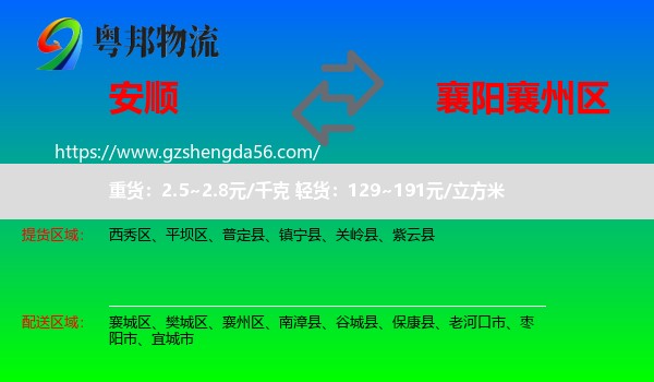 安顺到襄州区物流专线
