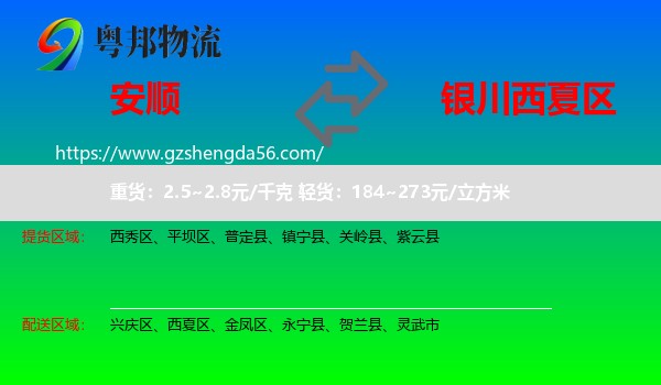 安顺到西夏区物流专线