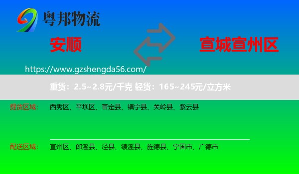安顺到宣州区物流专线