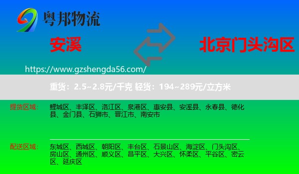 安溪县到门头沟区物流