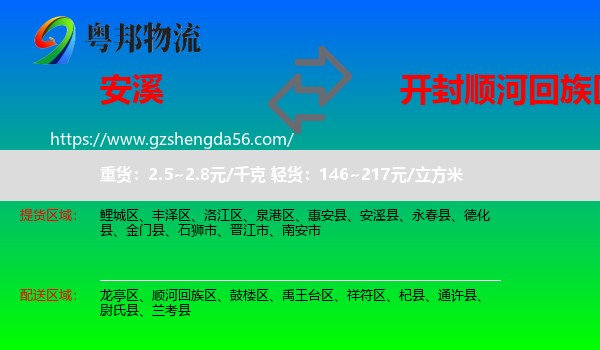 安溪县到顺河回族区物流专线