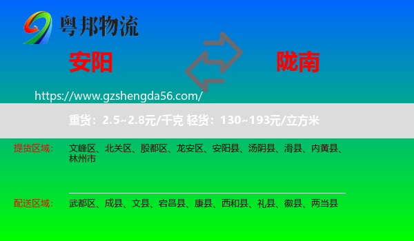 安阳到陇南物流