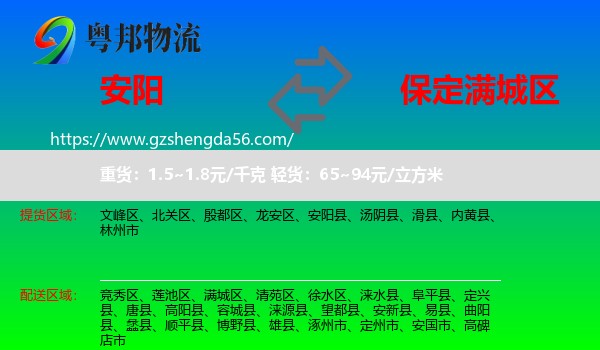 安阳到满城区物流专线