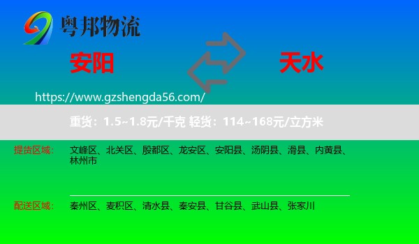 安阳到天水物流