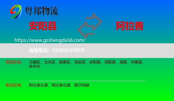安阳县到阿拉善盟物流