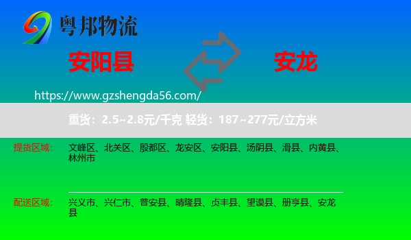 安阳县到安龙县物流专线