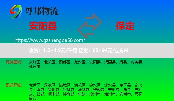 安阳县到保定物流