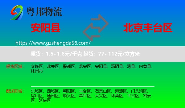 安阳县到丰台区物流专线