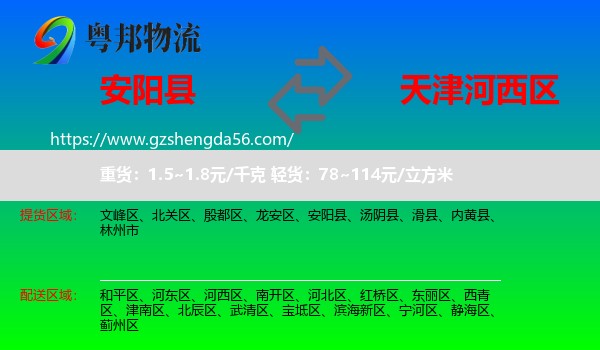安阳县到河西区物流专线