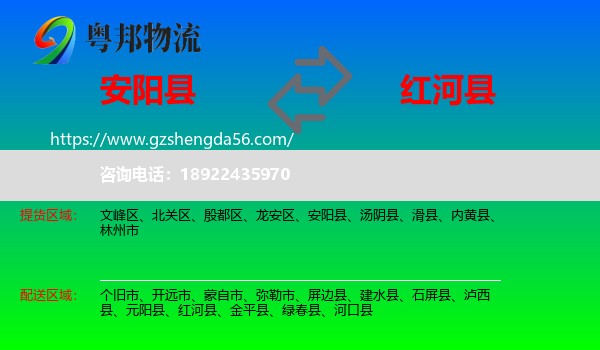 安阳县到红河县物流专线