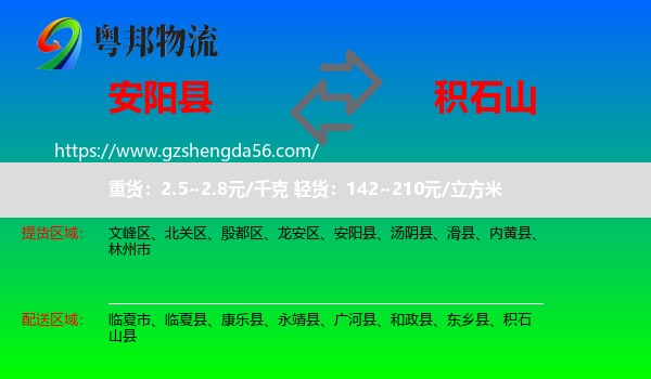 安阳县到积石山县物流专线