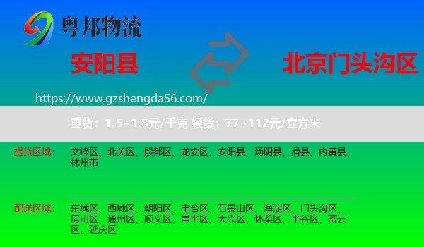 安阳县到门头沟区物流专线