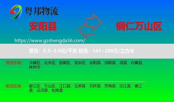 安阳县到万山区物流专线