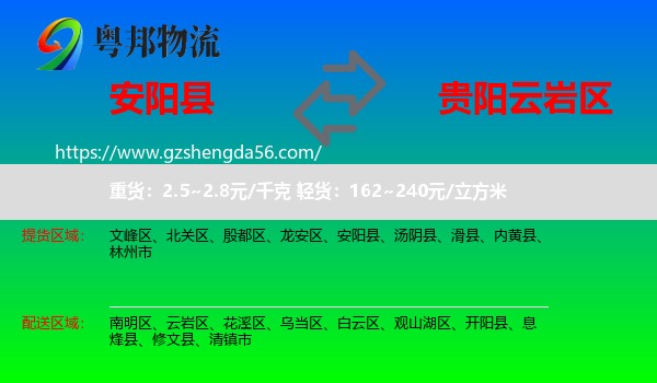 安阳县到云岩区物流专线