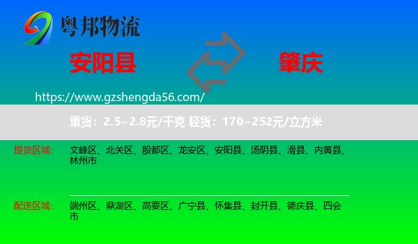 安阳县到肇庆物流