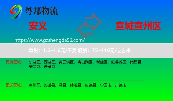 安义县到宣州区物流专线