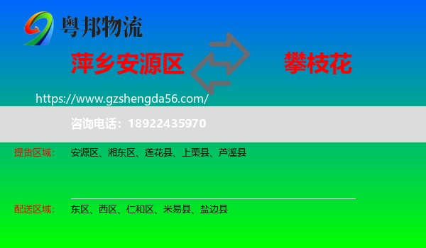 安源区到攀枝花物流