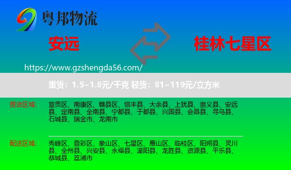 安远县到七星区物流专线