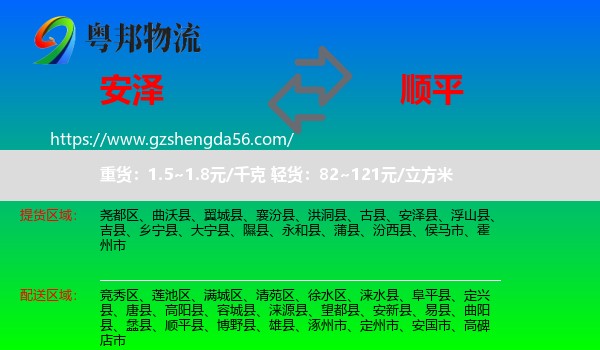 安泽县到顺平县物流专线