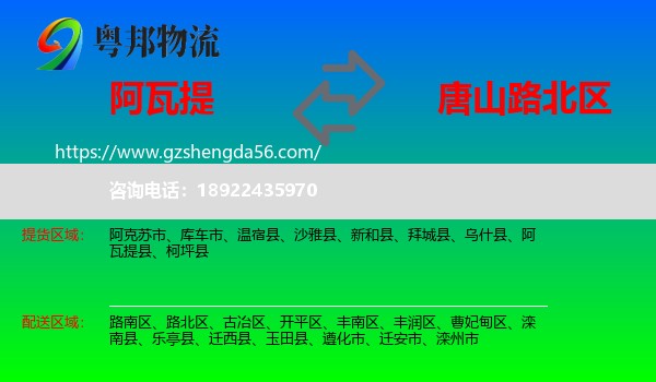 阿瓦提县到路北区物流专线