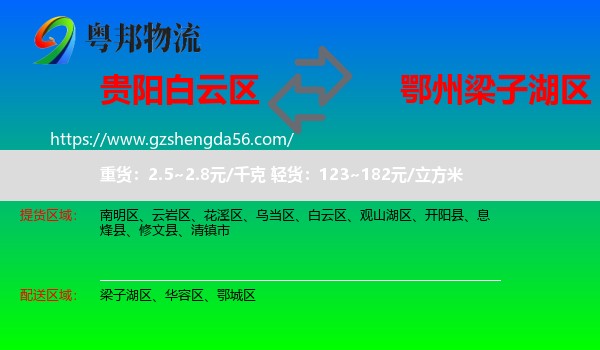 白云区到梁子湖区物流专线