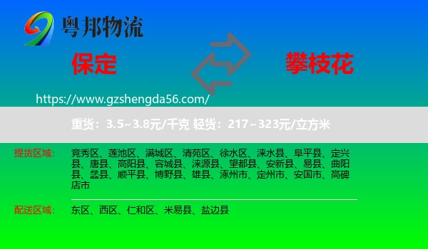 保定到攀枝花物流
