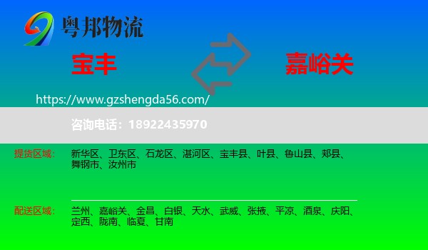 宝丰县到嘉峪关物流