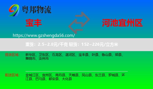 宝丰县到宜州区物流专线