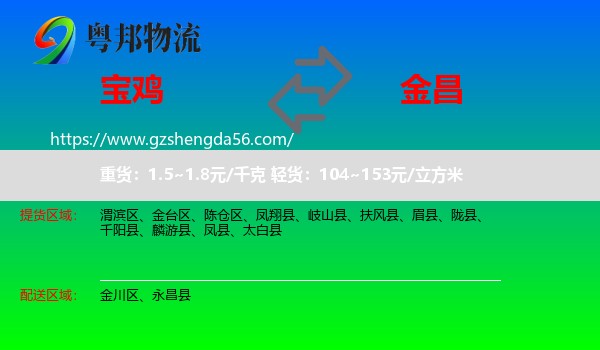 宝鸡到金昌物流专线