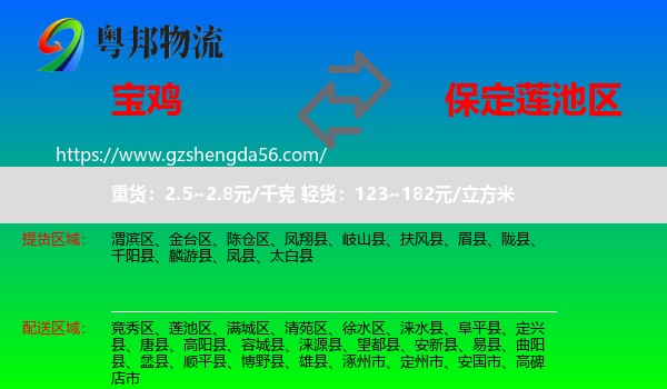 宝鸡到莲池区物流专线