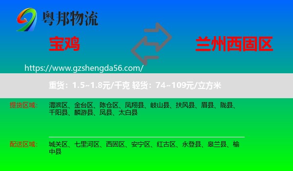 宝鸡到西固区物流专线