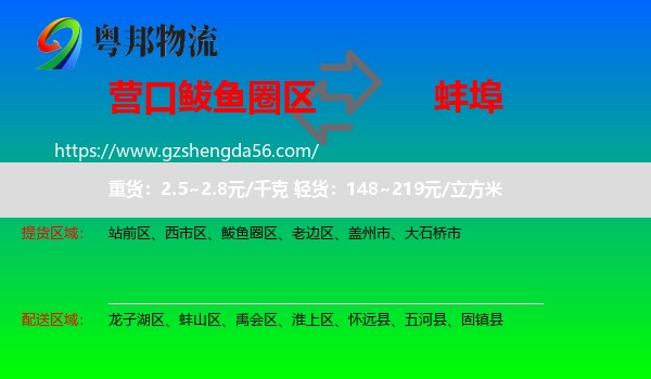 鲅鱼圈区到蚌埠物流专线