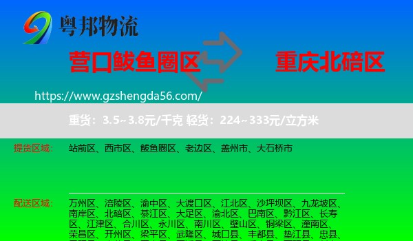 鲅鱼圈区到北碚区物流专线