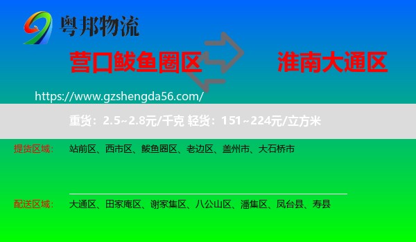 鲅鱼圈区到大通区物流专线