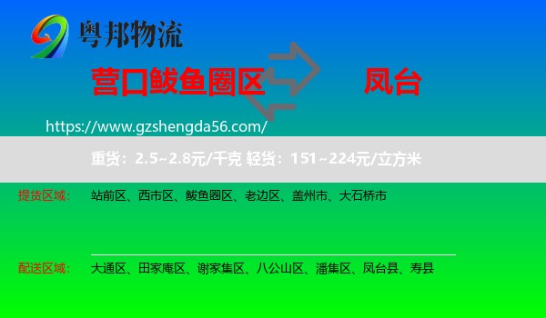 鲅鱼圈区到凤台县物流专线